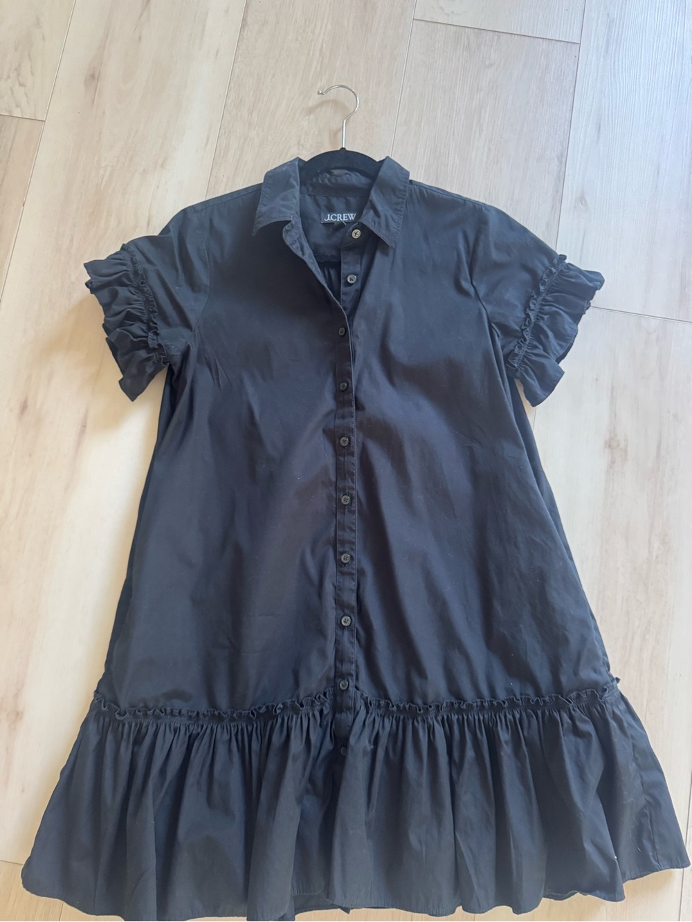 J.Crew Black Button-Front Ruffle Sleeve Dress - Size Small